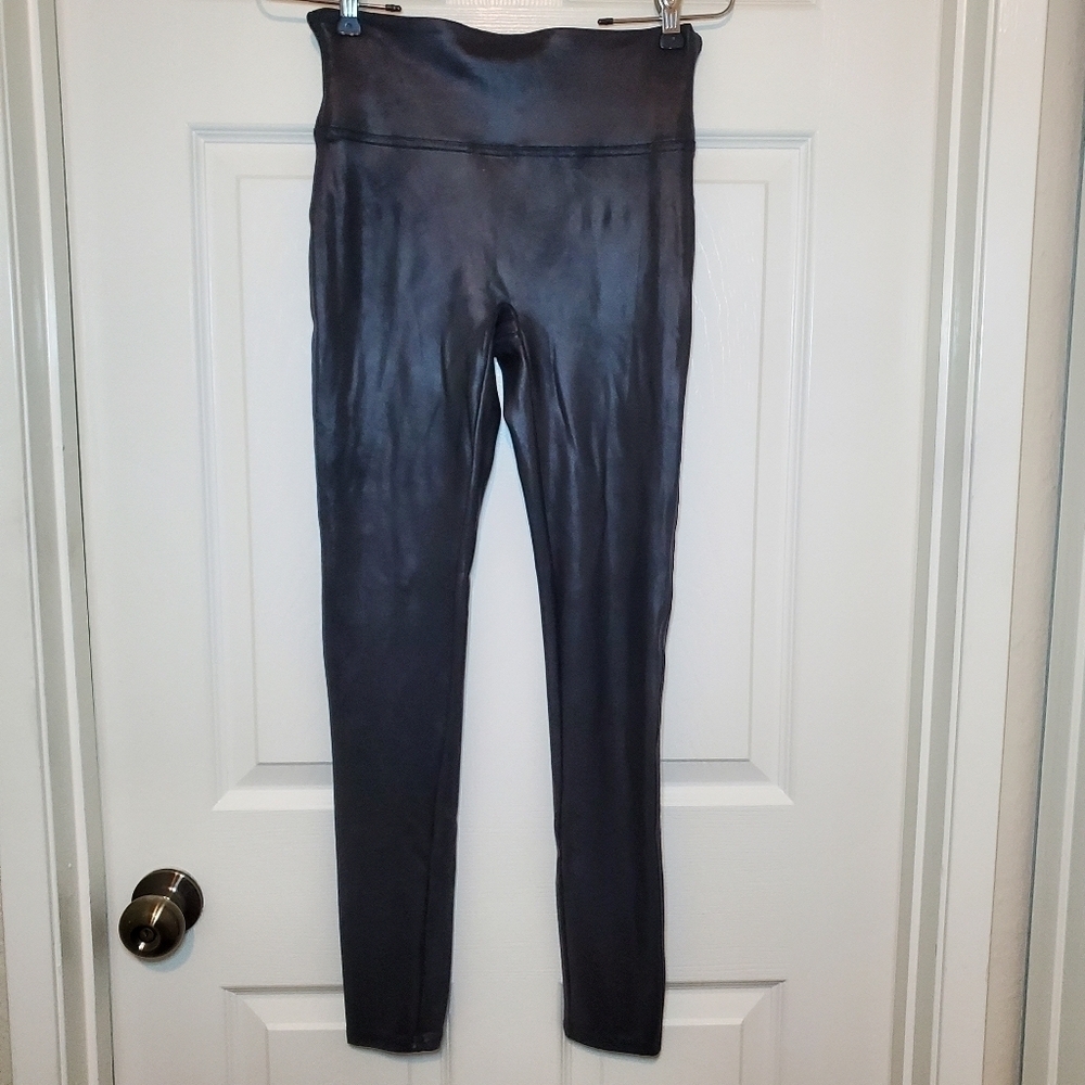 SPANX faux leather black leggings-Size M